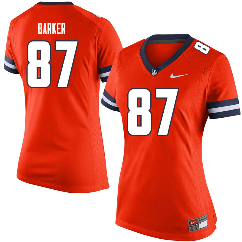 Women #87 Daniel Barker Illinois Fighting Illini College Football Jerseys Sale-Orange